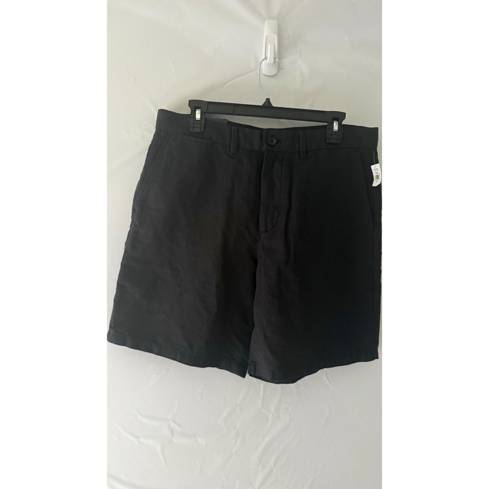 GAP Men's Black Linen Chino Shorts Flat Front Solid Pockets Button Closure